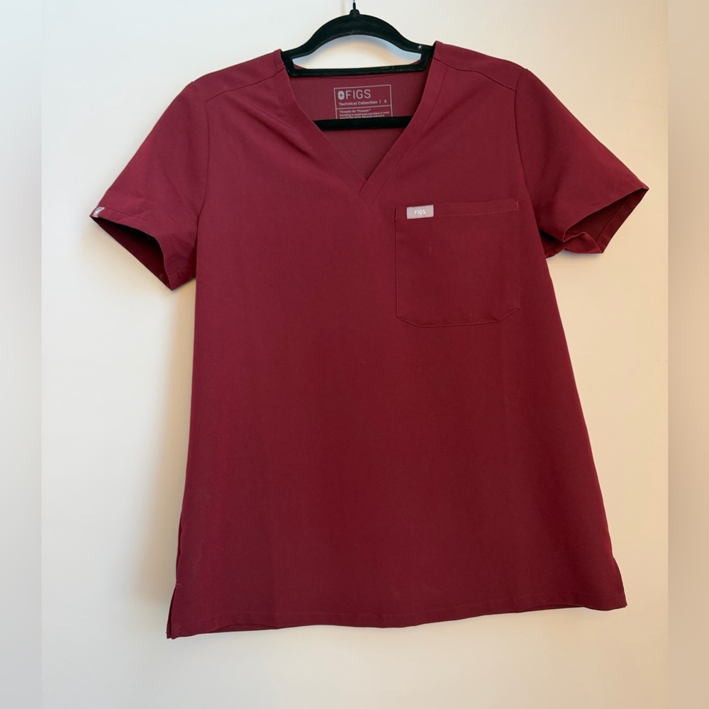 FIGS Burgundy Scrub Set Small Top & Jogger Pants Technical Collection Nurse - Picture 2 of 16